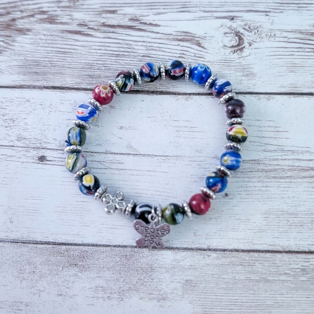 Stretch Bracelet Multi Colored with Created For You Butterfly Charm